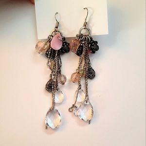 Silver & Light Pink Dangle Earrings